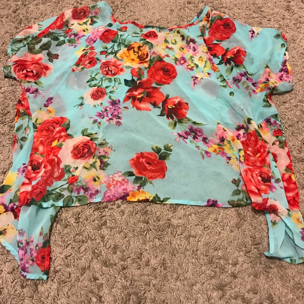 floral open back top